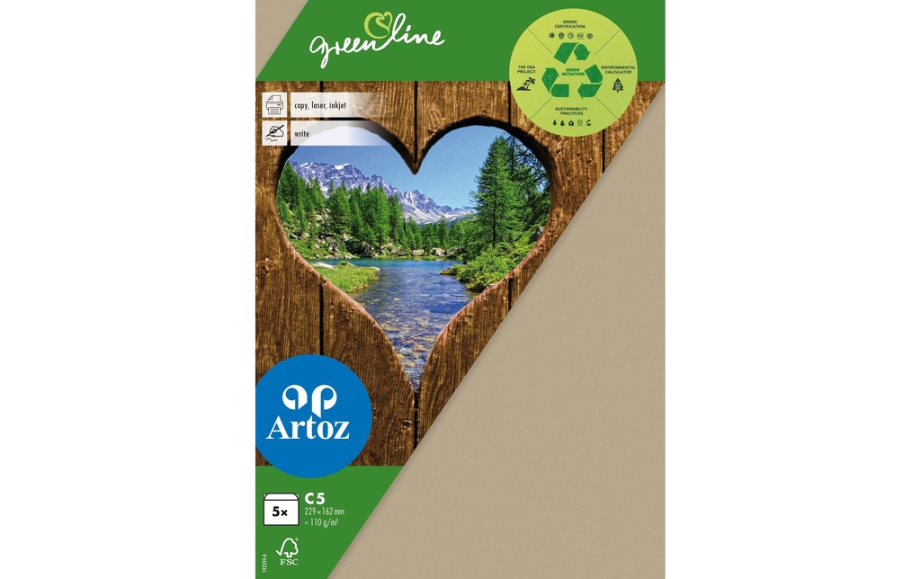 Artoz Enveloppe Green Line C5, 5 Pièce/s, Marron clair
