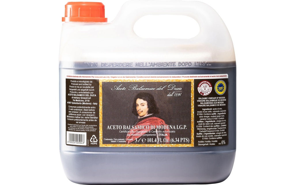 Del Duca Vinaigre Capsule dorée d'Aceto Balsamico Modena 3000 ml