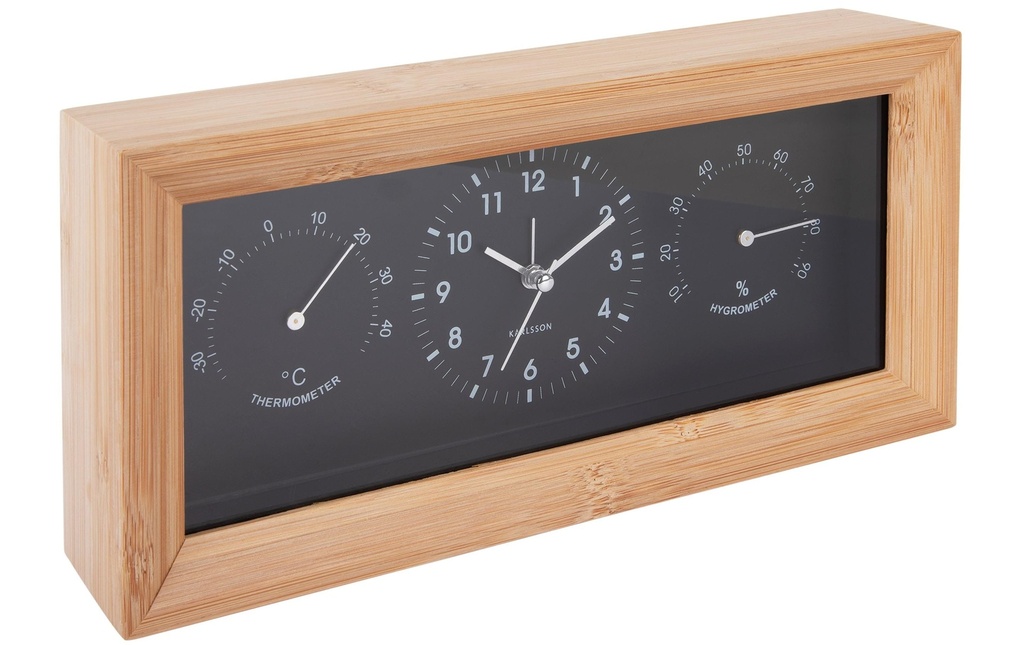 KARLSSON Réveil classique Neat Rectangle Bambou / noir