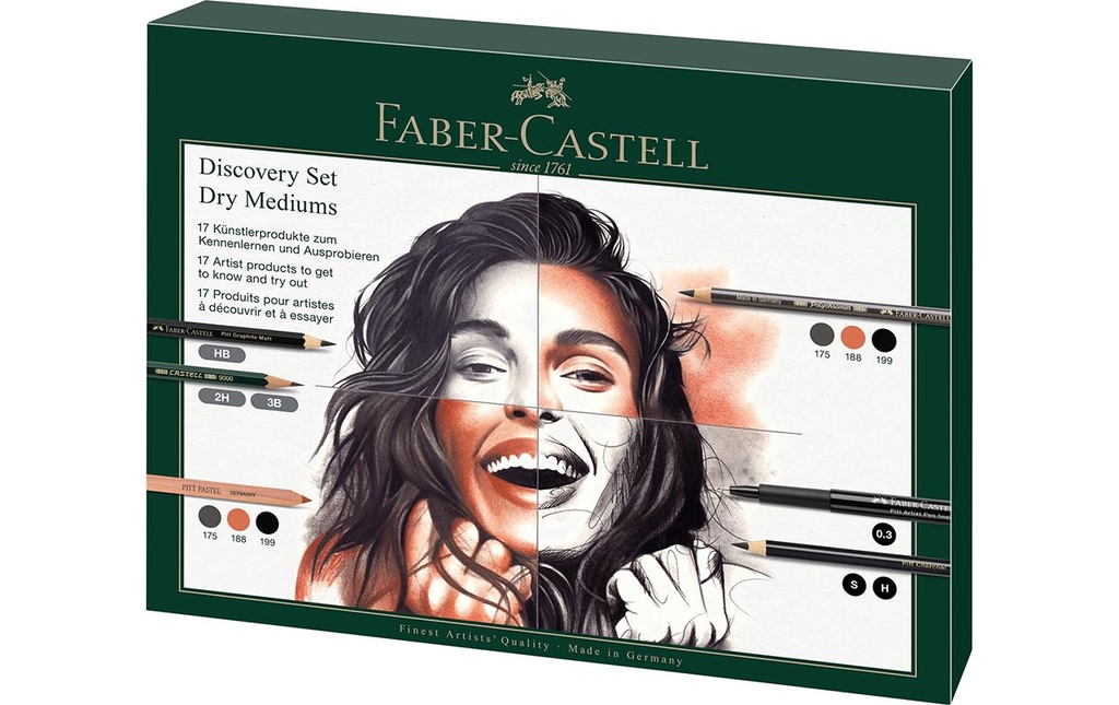 Faber-Castell Kit d'essai de matériel d'art sec 17 pièces, Medium