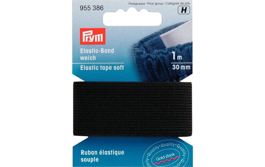 Prym Bande élastique 30 mm, noir