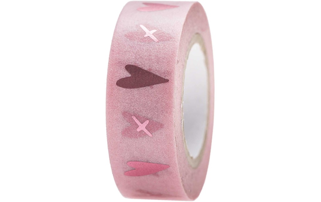 Rico Design Ruban Washi It must be love 1,5 cm x 10 m, Rose