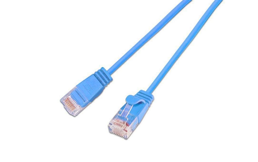 SLIM Câble de raccordement KAT6 Light, rond, U/UTP, Ø 2,8 mm, bleu