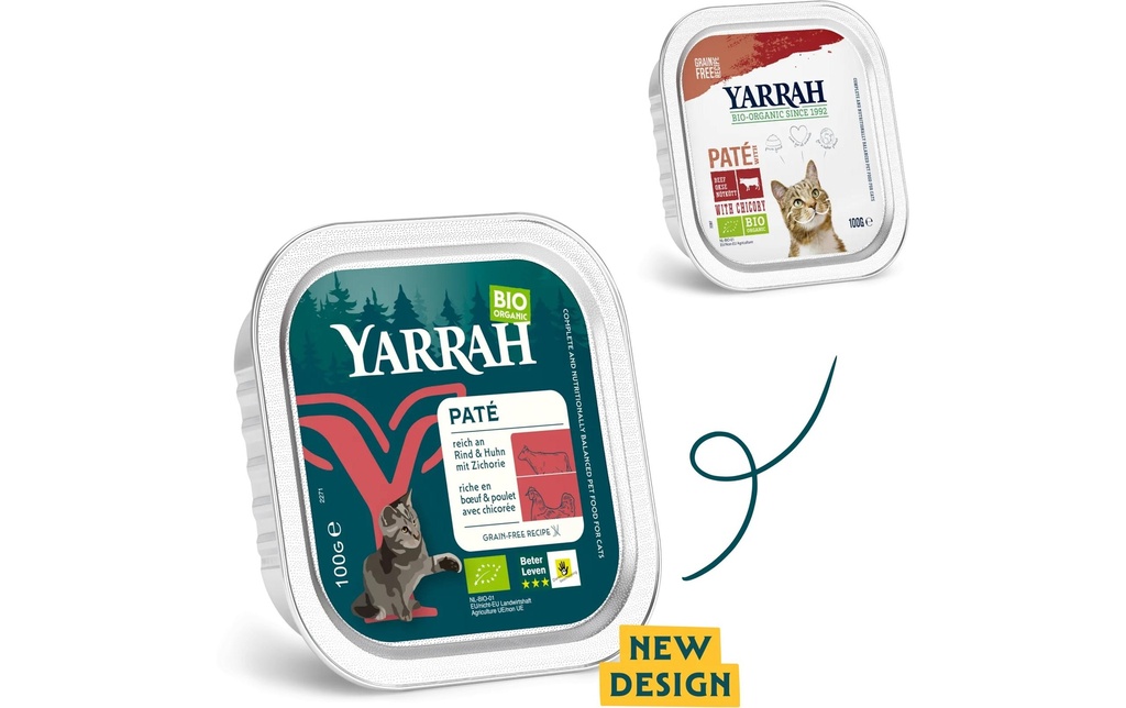Yarrah Alimentation humide bio Bio Paté Bœuf &amp; Poulet 16x 100 g