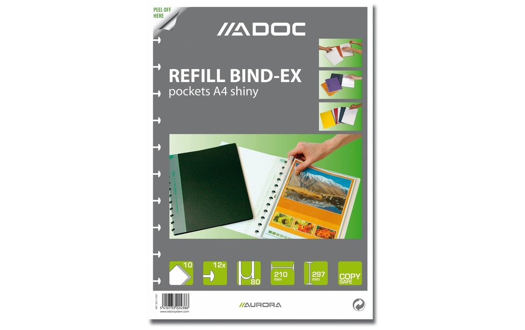 ADOC Bindex poches rech.A4 granulé (10 pces)