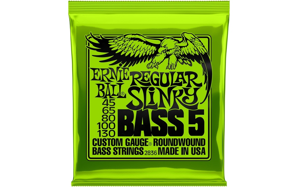 Ernie Ball Cordes de basse 2836 Slinky Bass 5 – Regular, 45-130