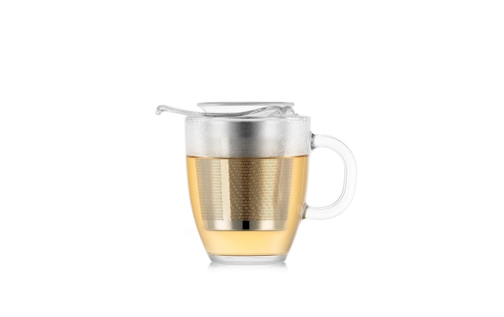 Bodum Tasse en verre avec filtre en acier inoxydable Yo-Yo Set Chromé, 0.35 l