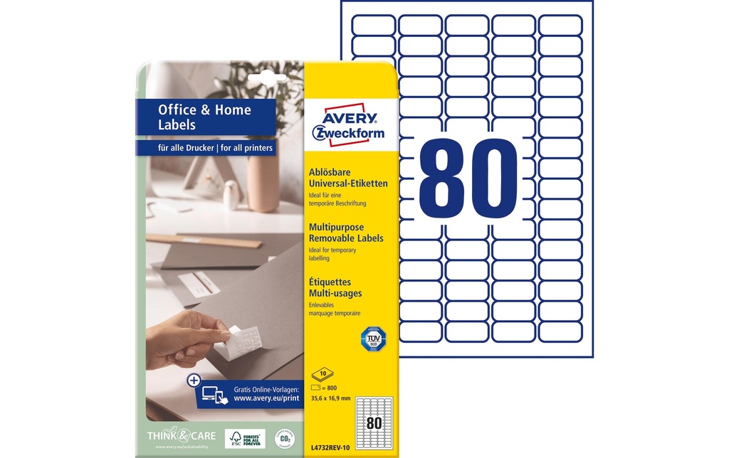 Avery Zweckform Étiquettes universelles L4732REV 35.6 x 16.9 mm, 10 feuille