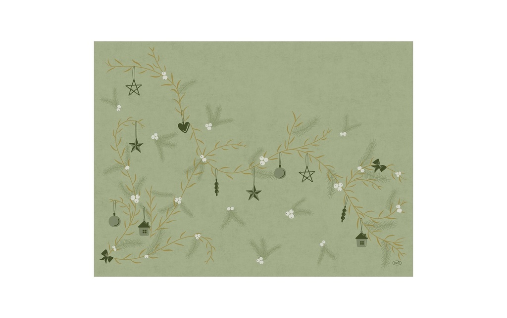 Duni Set de table Bio Dunicel, Noel Pistachio, 30 x 40 cm, 100 pièces