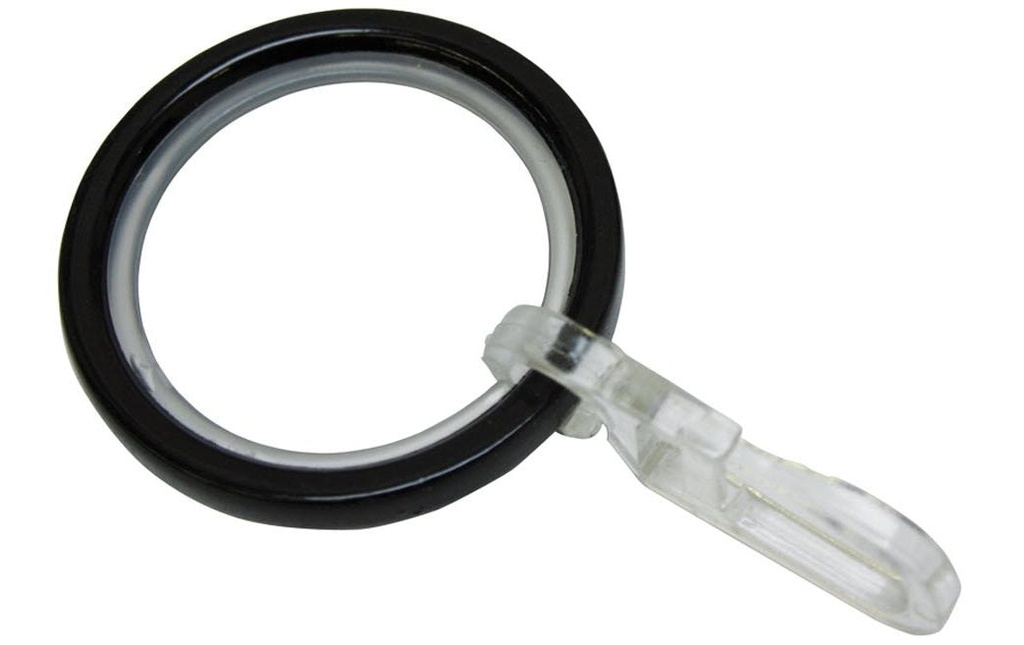 Gardinia Anneau de rideau avec insert coulissant Noir, 10 pièces