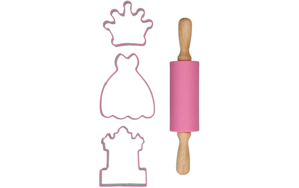 BackshopSchweiz Kit pâtisserie avec emporte-pièce et rouleau à pâtisserie – Princesse Princesse