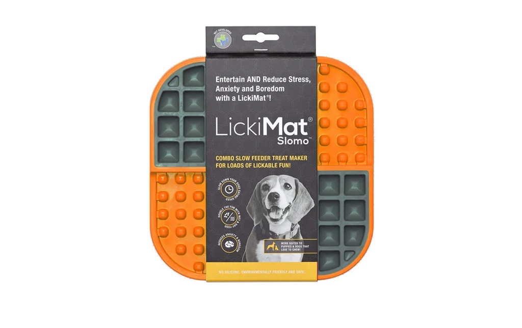 LickiMat Tapis d’alimentation Slomo 20 x 20 cm, orange