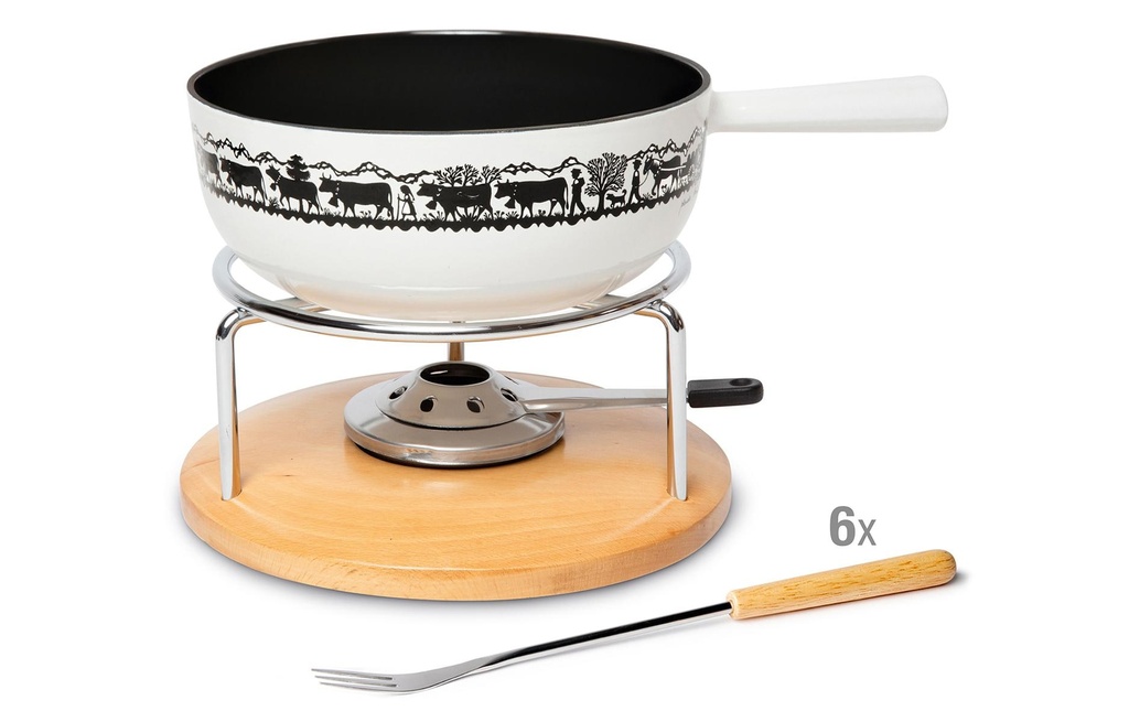 Stöckli Service à fondue au fromage Saturation Classic 8 Pièce/s, Brun/Blanc