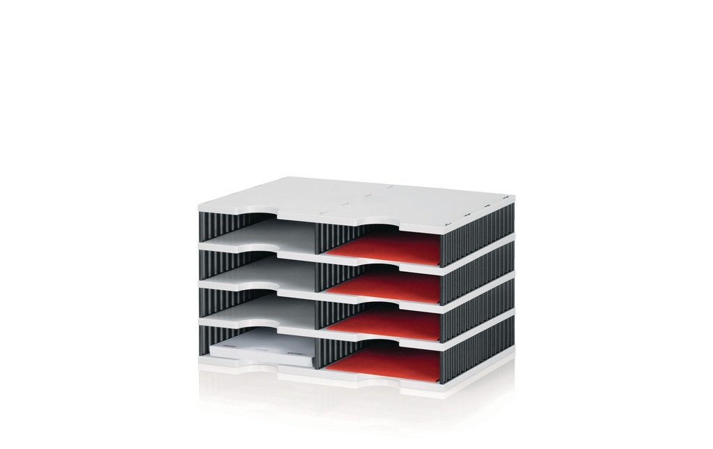 Styro Rangement pour documents styrodoc duo Standard, Noir, 8 compartiments