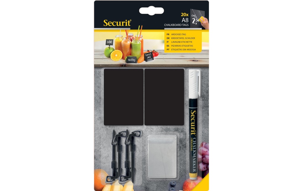 Securit Mini-tableau noir A8 Set 29 pièces