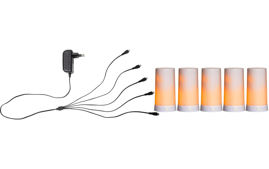 Star Trading Set de bougies LED Candle Diner Start Ø6.8 x 13 cm, Blanc, 5 pc