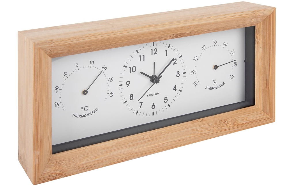 KARLSSON Réveil classique Neat Rectangle Bambou / Blanc