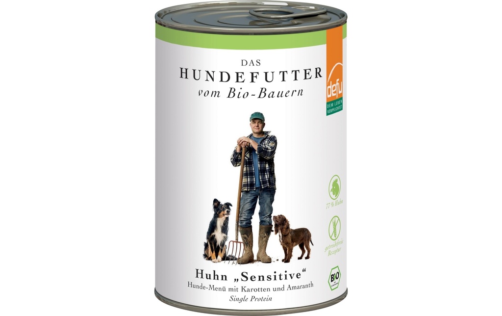 defu Alimentation humide Menu Sensitiv Poulet bio, 410 g