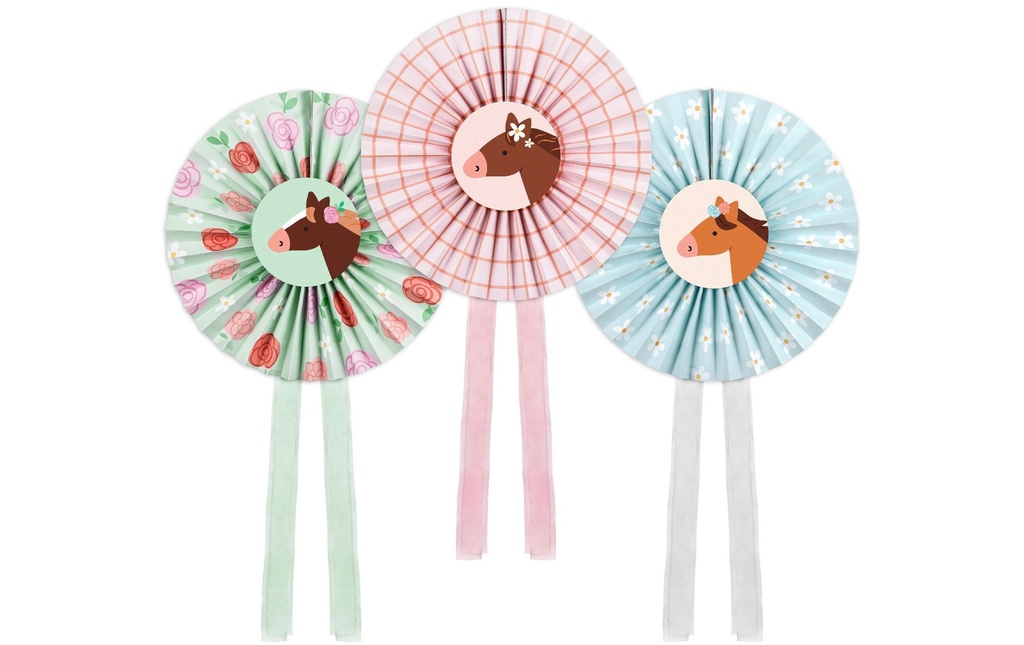 Partydeco Rosettes cheval, 3 pièces