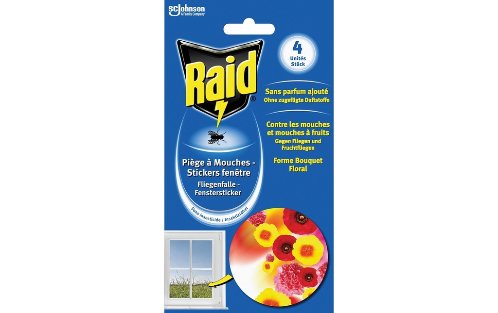 Raid Moustiquaire autocollant de fenêtre, 4 pièces