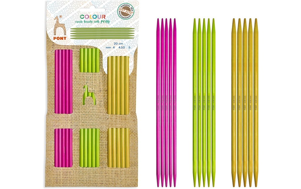 Pony Aiguilles à tricoter pour bas 20 cm, 15 pièces