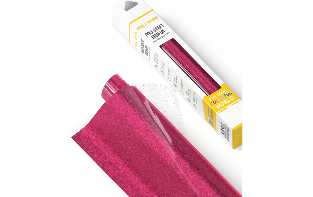 Poli-Tape Film thermocollant Pearl Glitter, 30.5 x 61 cm, rose