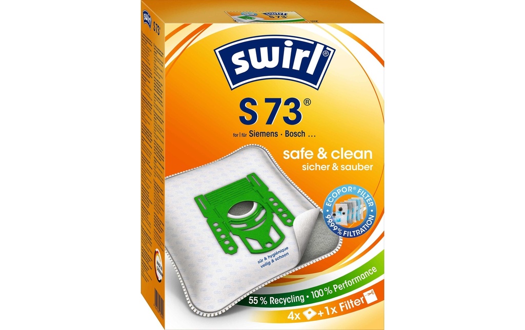 Swirl Sac filtrant pour aspirateur S 73 4 Pièce/s