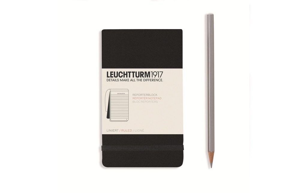Leuchtturm Bloc-notes Reporter A6, Doublé, Noir