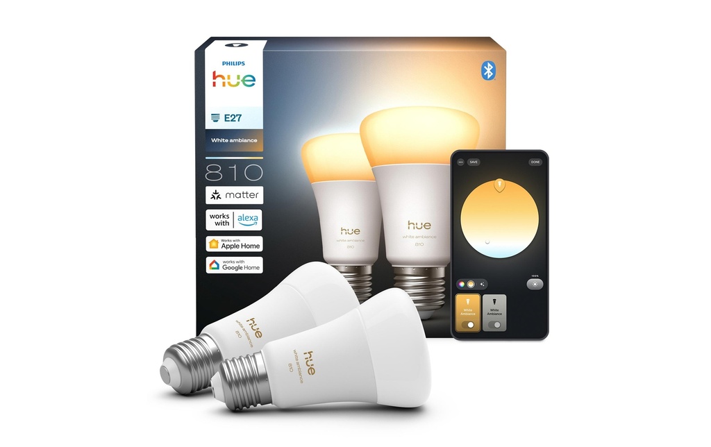 Philips Hue Ampoules White Ambiance E27 pack double 2 x 810 lm