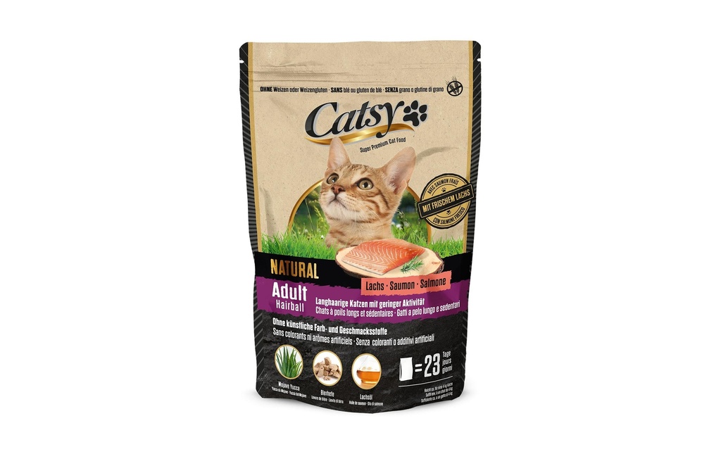 Catsy Alimentation sèche Adult Hairball Cat Salmon, 1 kg