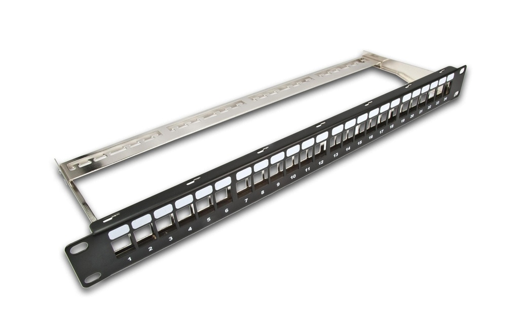 Wirewin Panneau de brassage 24 Port, Keystone, 1HE 19-Rack Noir