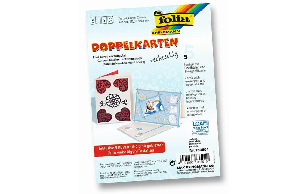 Folia Carte vierge 220 g/m² perle rectangulaire blanc