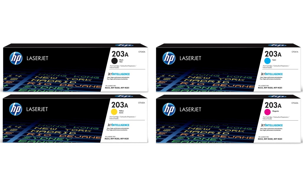 HP Kits arc-en-ciel Nr. 203A (CF540A-CF543A) BL/C/M/Y