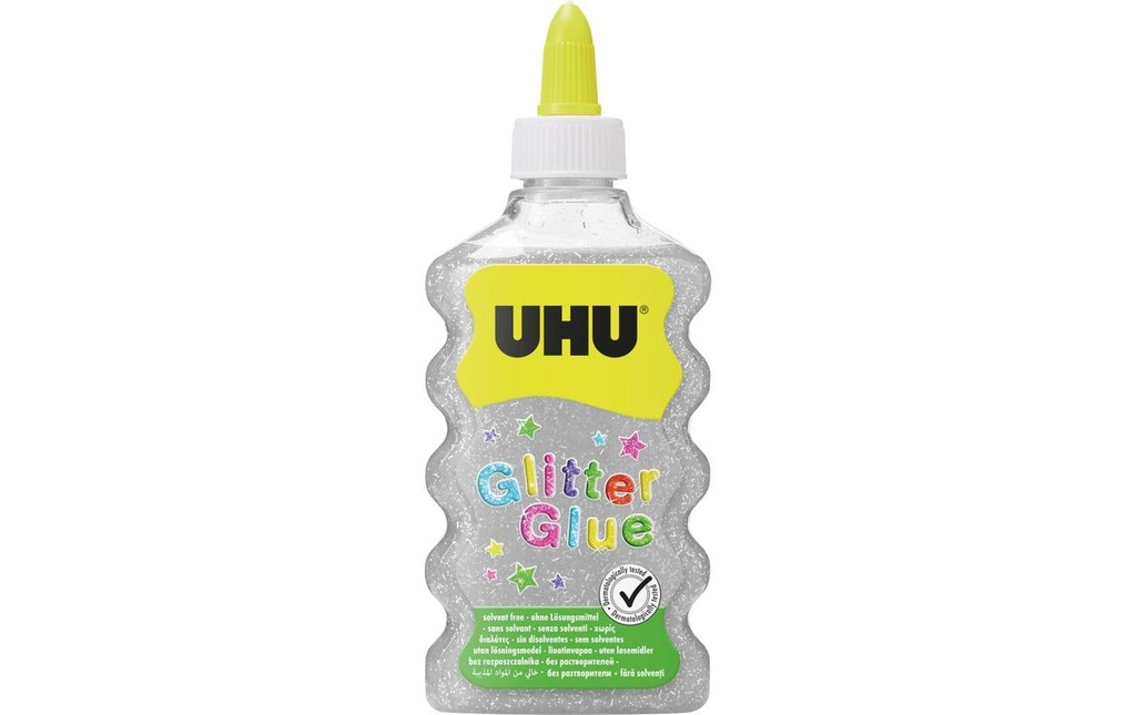 UHU Glitter Glue Maxi argent 177ml (185 pces)