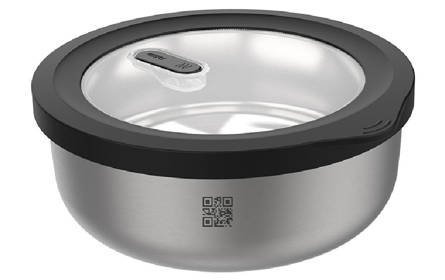 GEFU Boîte à provisions Provido Rond, 0.5 l, Noir/Argent mat