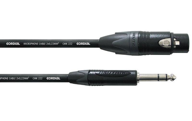 Cordial Câble XLR XLRf-Jack 6.3 10 m, Noir