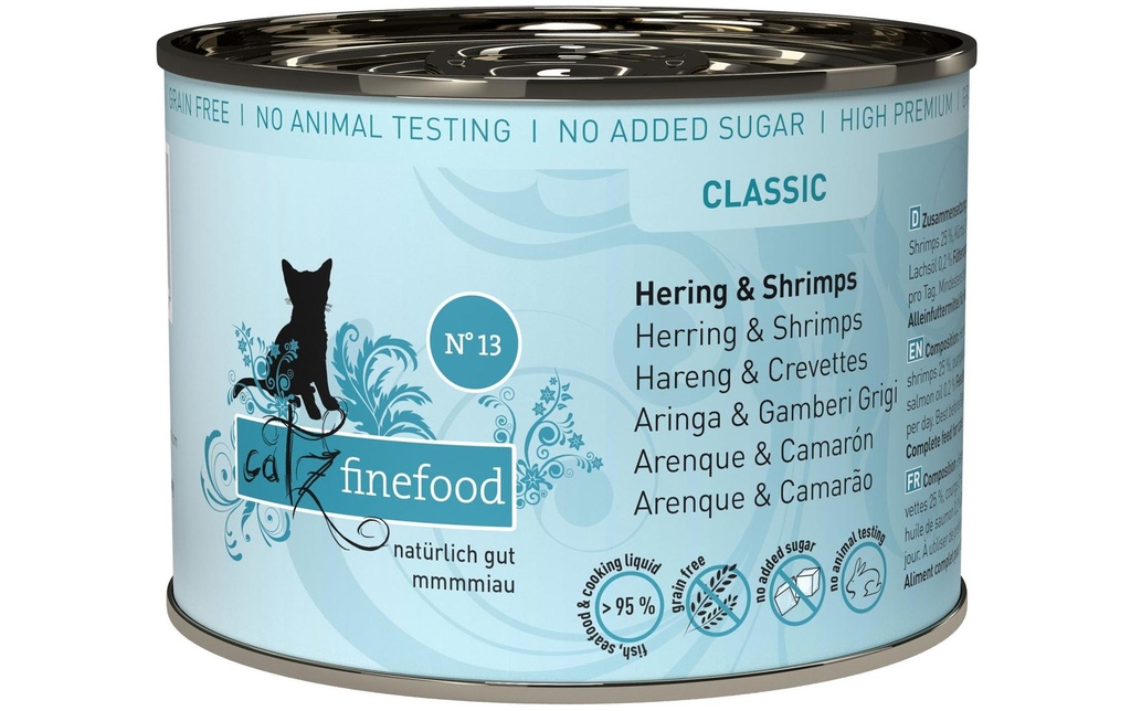 catz finefood Alimentation humide No.13 Hareng & crevettes, 200 g