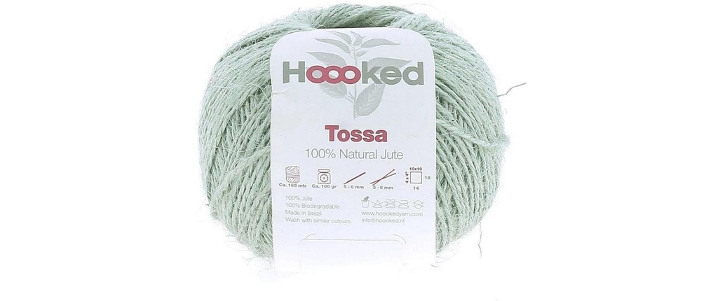 Hoooked Laine Jute naturelle Tossa Menthe, 165 m