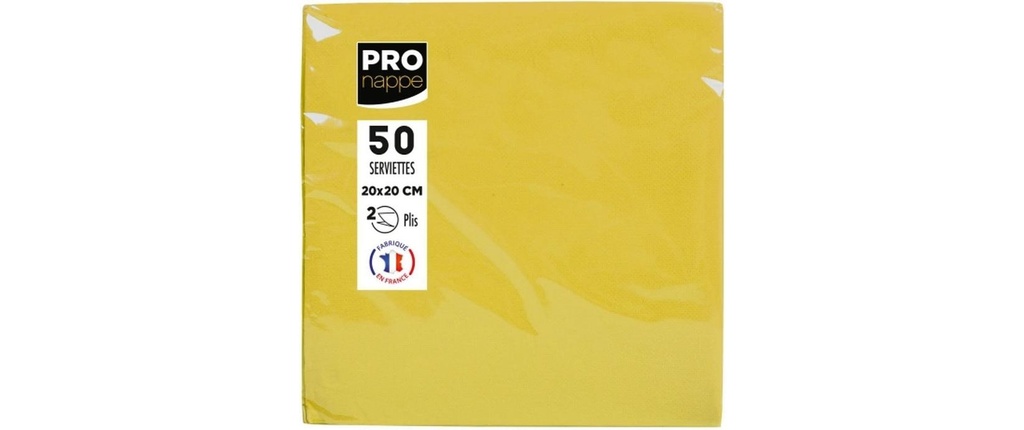PRO nappe Serviettes en papier Jaune 20 cm x 20 cm, 50 Pièce/s