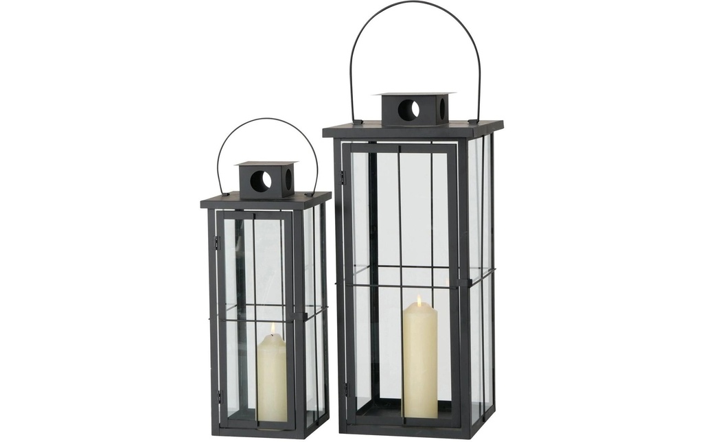 Boltze Lanterne Arizona En 2 parties, Noir/Transparent