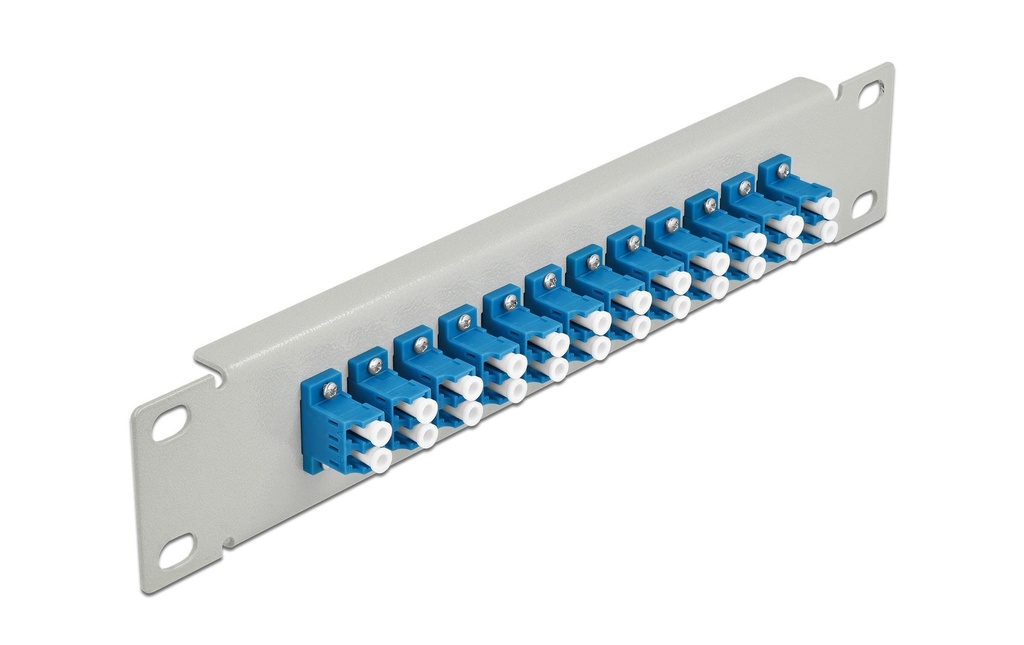 Delock Plaque de distribution Panneau 10″ de distribution de fibre optique, 12 ports LC Dupl gris