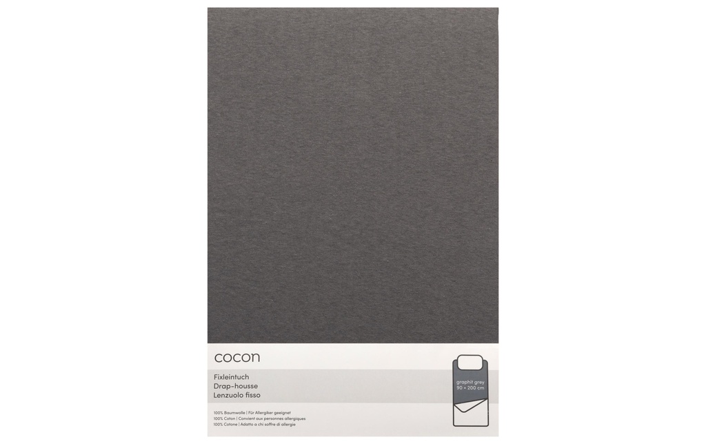 COCON Drap-housse Jersey 90-100 x 200 cm, Graphite