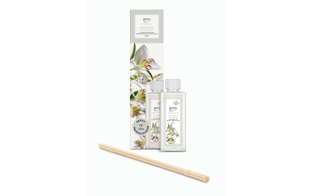 ipuro Bâtonnets parfumés Recharge White Lily avec bâtonnets 200 ml