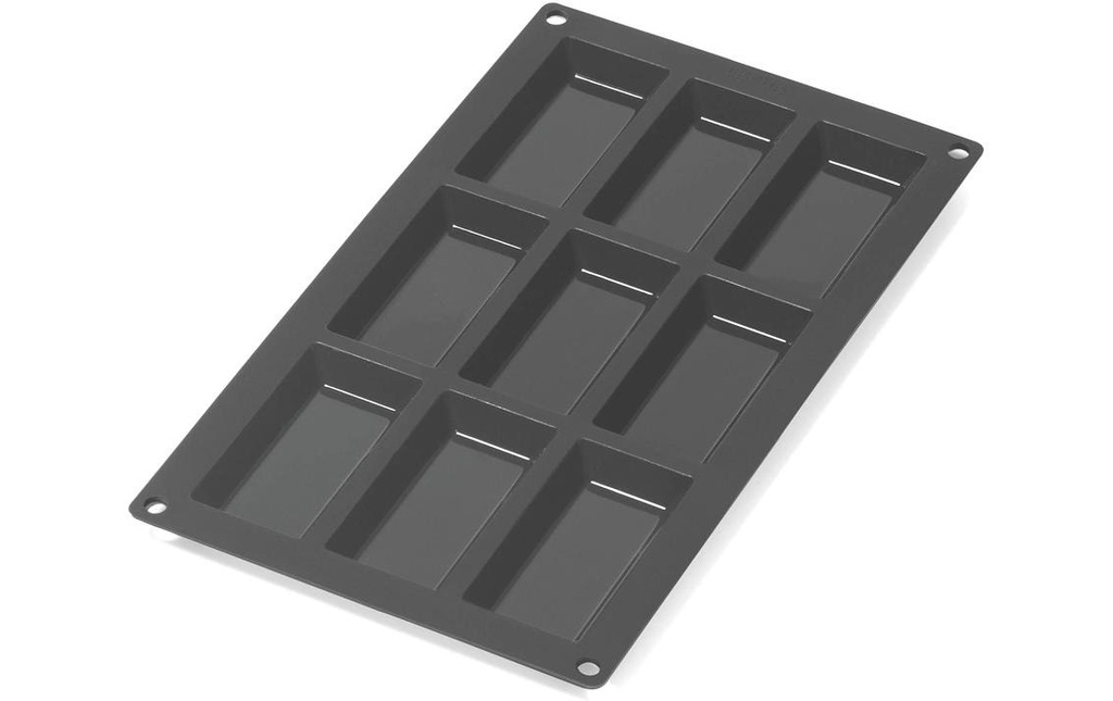Lékué Moule à financiers en silicone, Noir, 9 alvéoles