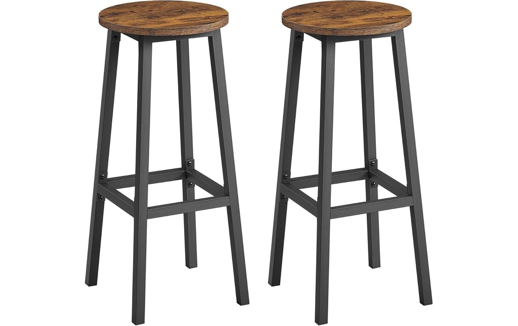 VASAGLE Tabouret de bar Tabouret de bar Lot de 2, Noir/Brun