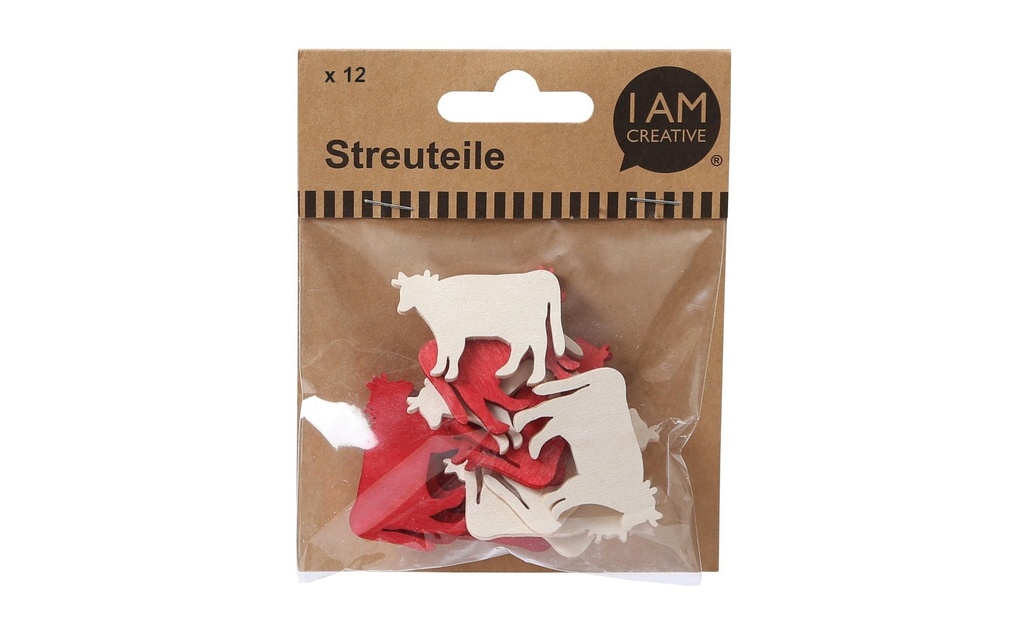 I AM CREATIVE Décoration à éparpiller Vache 4 cm 12 pièces