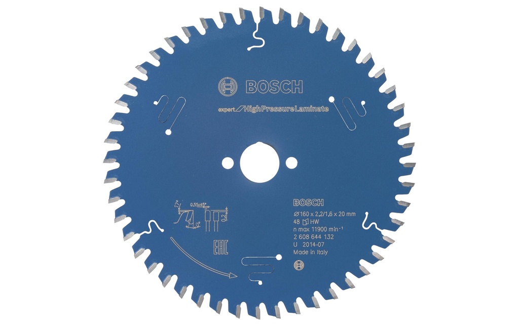 Bosch Professional Lame de scie circulaire Expert for HPL, 160 x 20 x 2.2 mm, Z 48