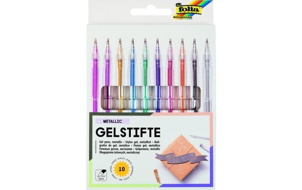 Folia Stylo à encre gel Black Style Metallic 10 stylos