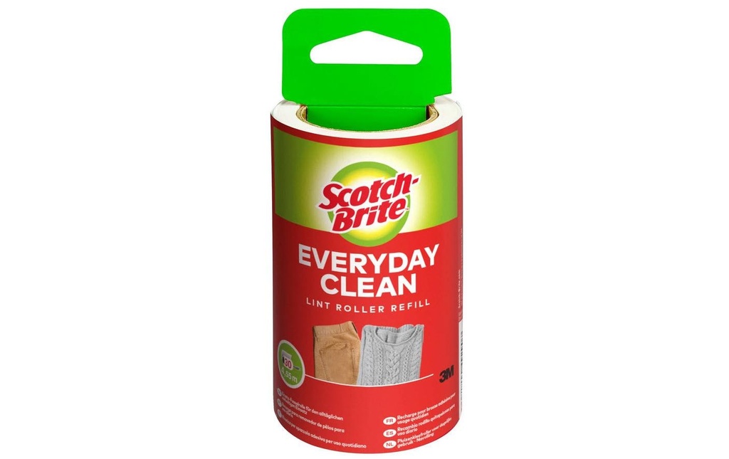 Scotch-Brite Rouleau adhésif pour vêtements Rouleau de rechange  Scotch-Brite, 30 feuilles