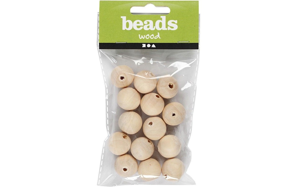 Creativ Company Billes de bois D: 20 mm Taille du trou: 4 mm